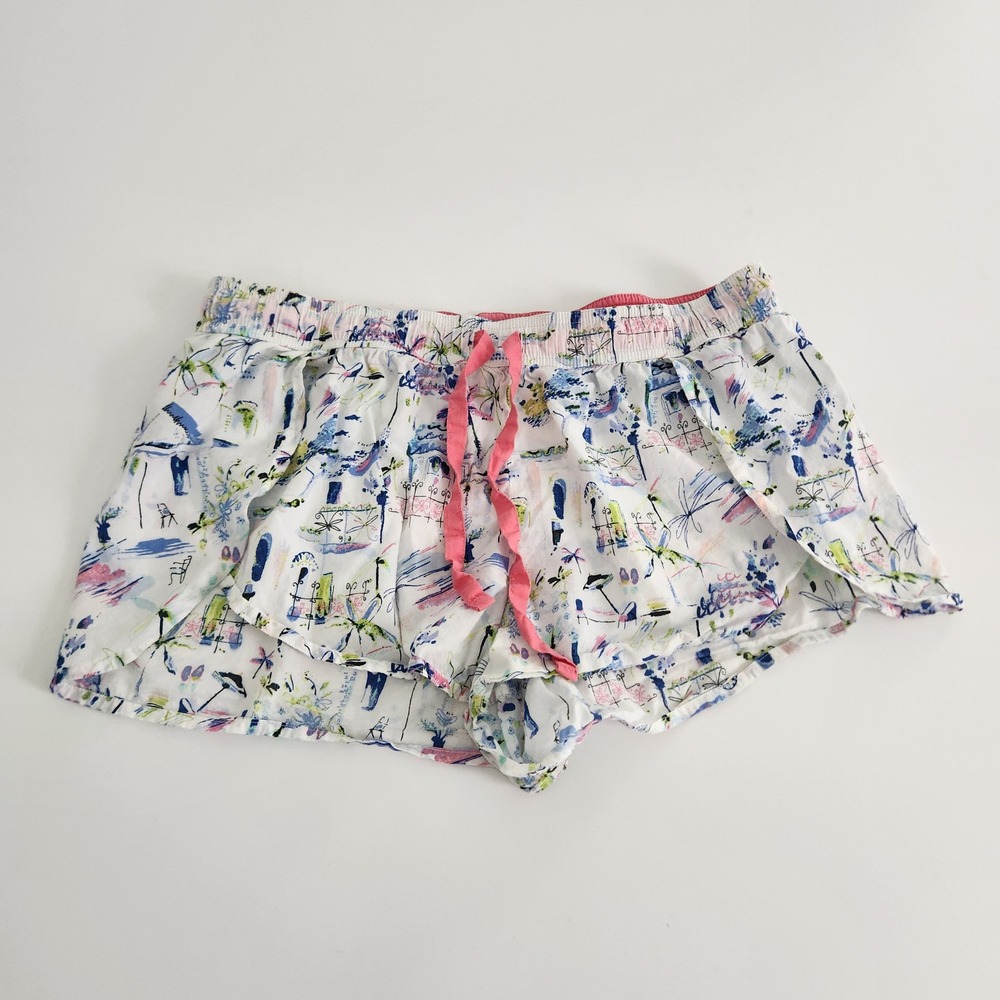 Victoria's Secret size M Whimsical Sketch Print Pajama Shorts Pink Drawstring